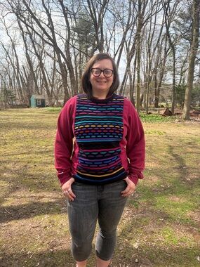 Women’s Multicolor Patterned Vintage Kocal Sweater - Burgundy Champion Pullover